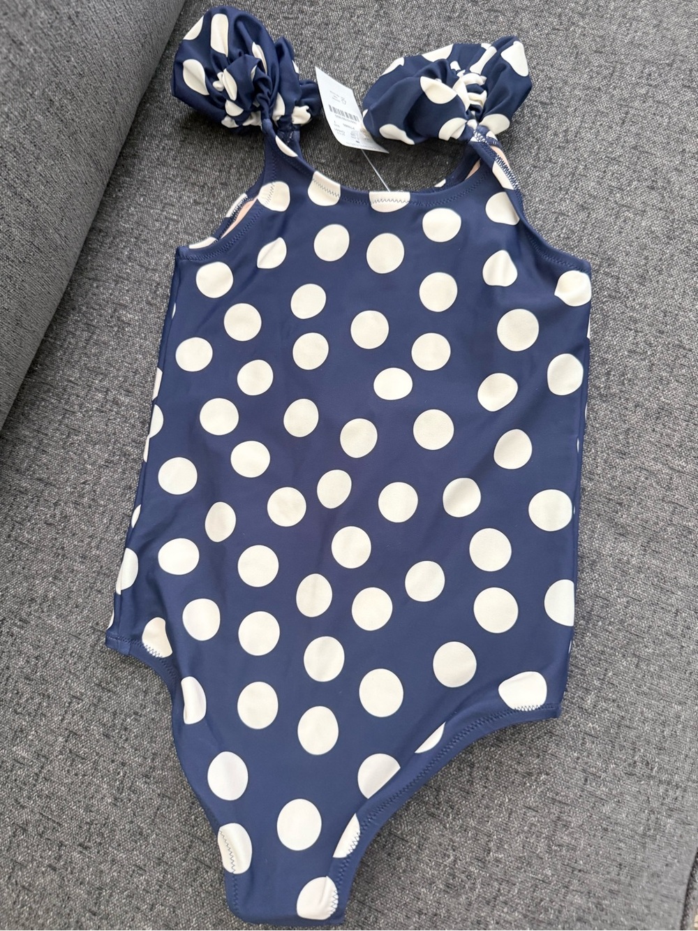 Crewcuts Navy Blue and White Polka Dot Swim Top
